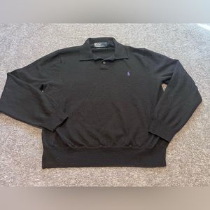 Polo Ralph Lauren Sweater Men XLarge Purple Pony Polo Collared Wool